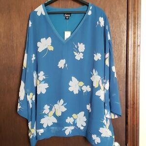 Simply‎ Emma Floral Tunic Top Size 2X